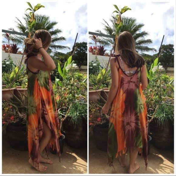 Swimsuit Coverup Handkerchief Dress Shoulder Tie - Picture 1 of 8